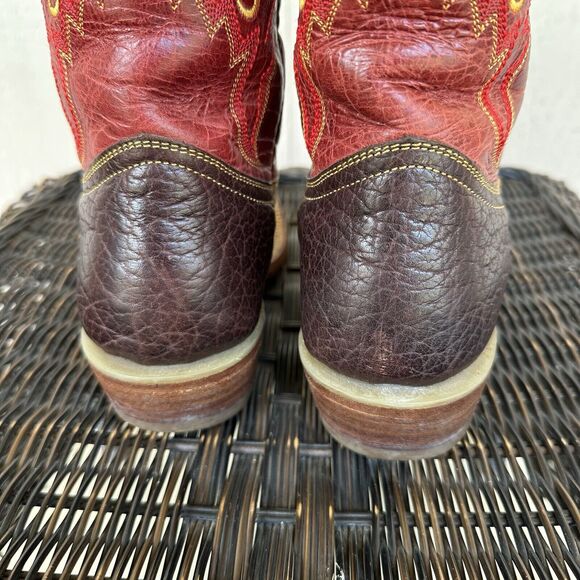 Arango Cowboy Boots Mens Size USA 6 Mex 25 Red Embroidered Western Rodeo - Picture 6 of 12